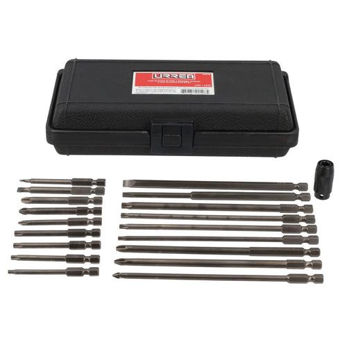 Juego De Puntas De Poder Y Adaptador Rápido Cuadro De 1/4 Quick Release, 19 Pz En Caja Plástica, Urrea 61919X