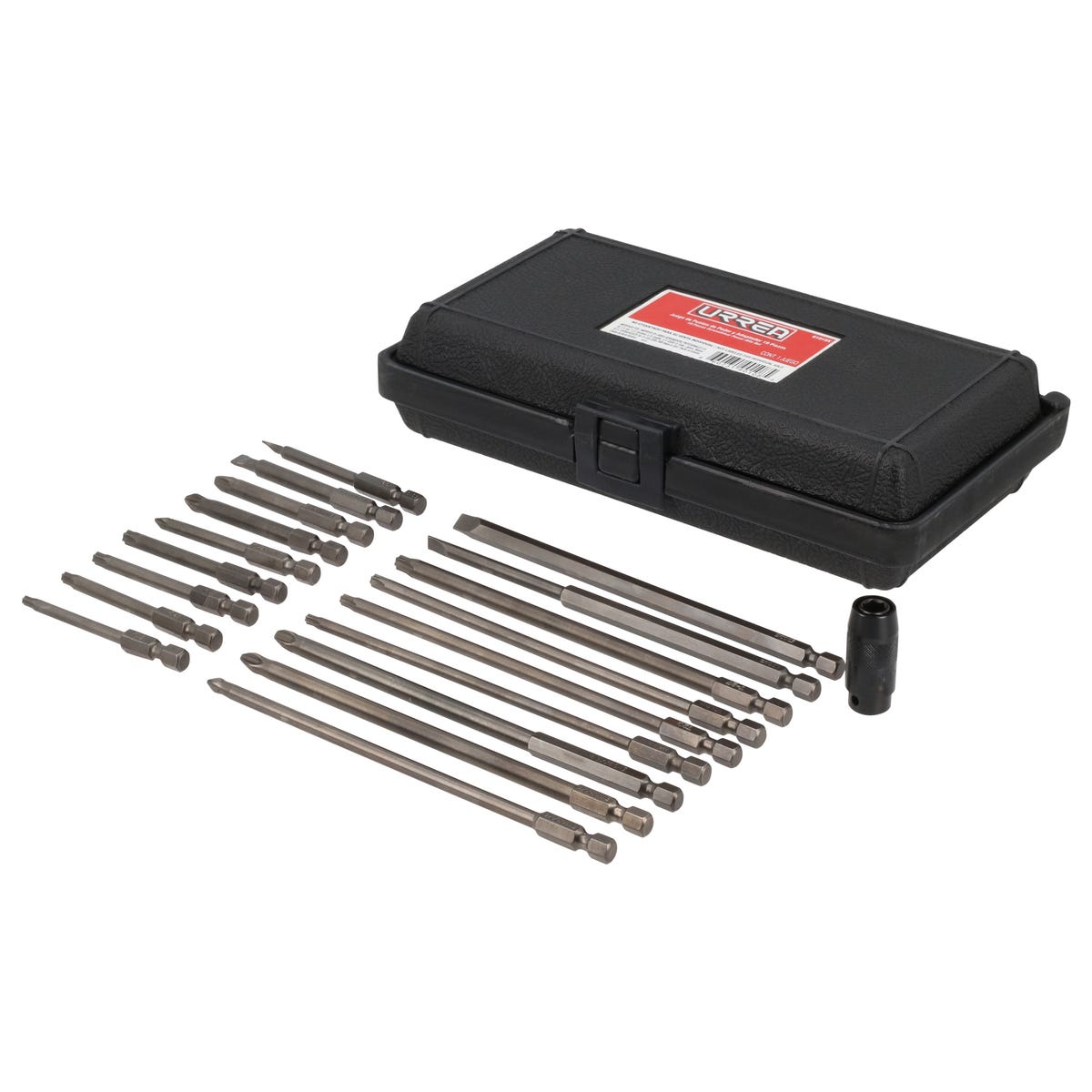 Juego De Puntas De Poder Y Adaptador Rápido Cuadro De 1/4 Quick Release, 19 Pz En Caja Plástica, Urrea 61919X