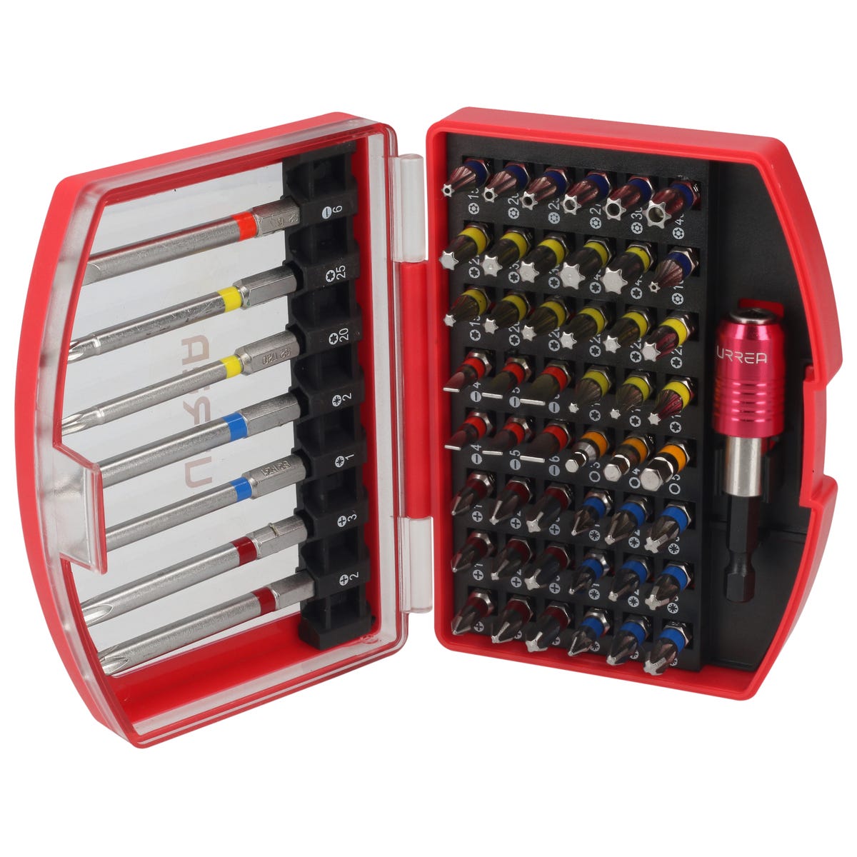 Juego Combinado De Puntas Hexágono De 1/4 Con Adaptador Magnético De Poder, 56pz En CajaP, Urrea 61956