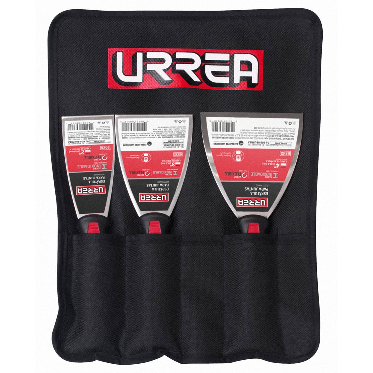 Juego De Espátulas Flexibles De Acero Inoxidable Con Mango Bimaterial, 3 Piezas, Urrea 6500X
