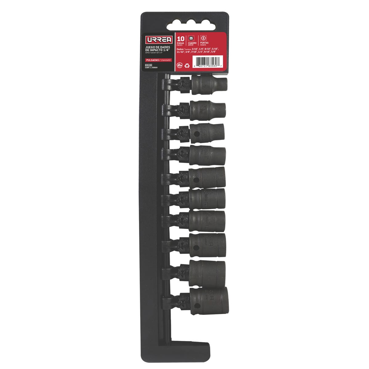 Juego De Dados De Impacto Cuadro De 1/4, 6 Urrea 69106