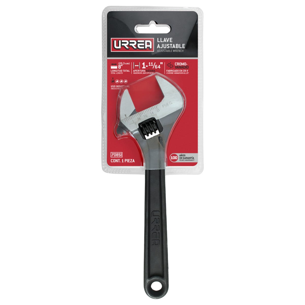 Llave Ajustable Fosfatizada 8, Urrea 708SI
