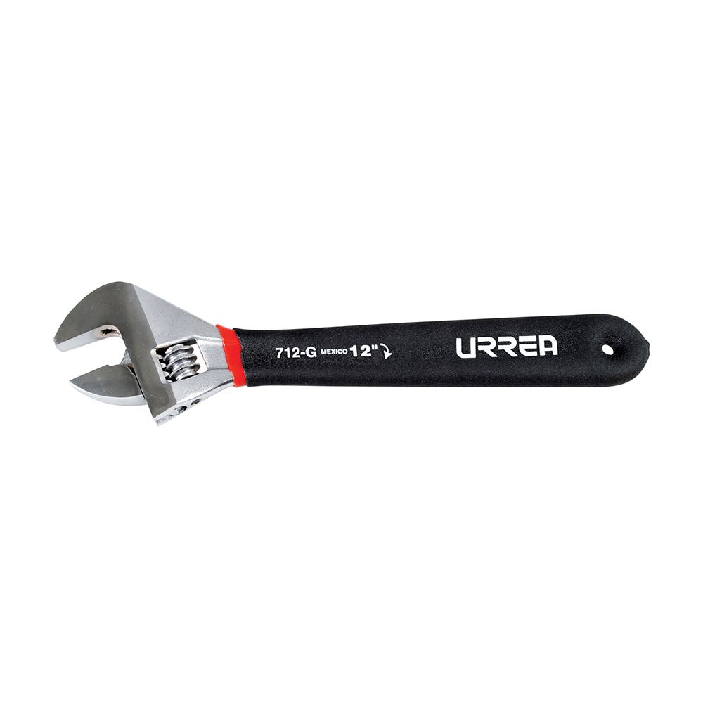 Llave Ajustable Cromada Con Mango Rubber Grip 12, Urrea 712G
