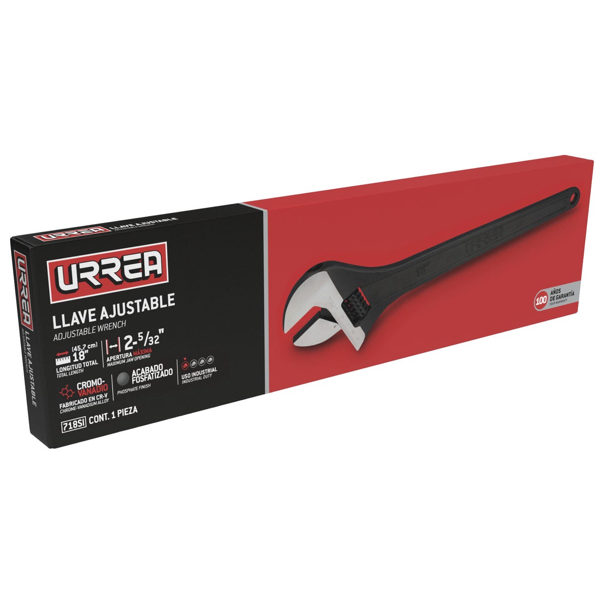 Llave Ajustable Fosfatizada 18, Urrea 718SI