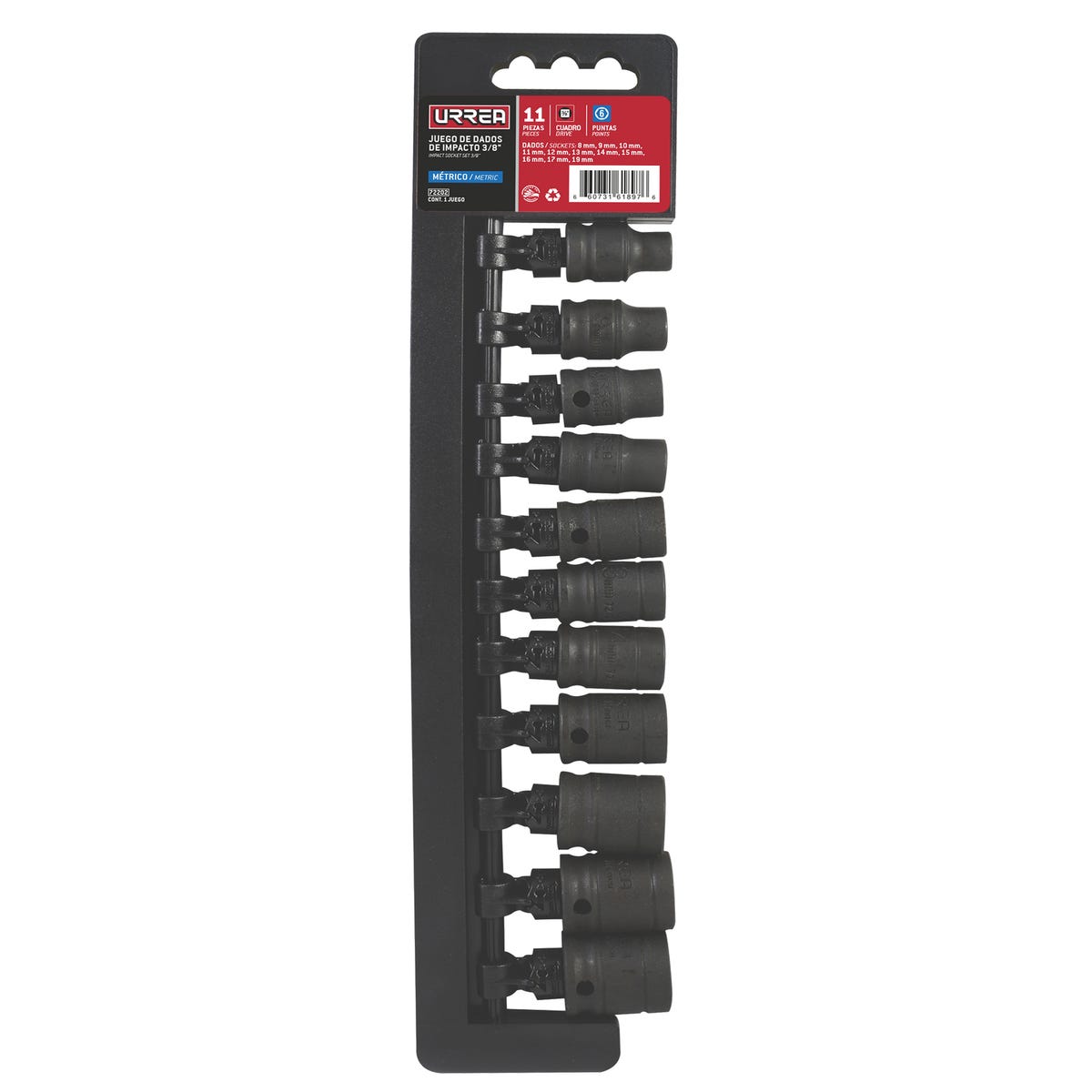 Juego De Dados De Impacto Cuadro De 3/8, 6 Urrea 72202
