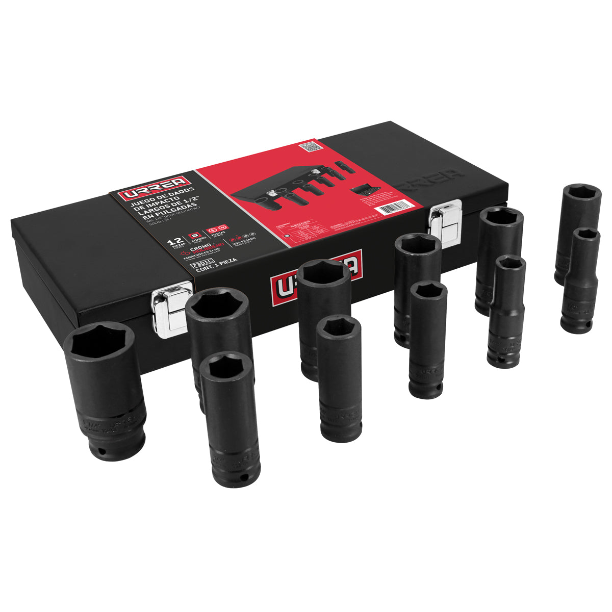 Juego De Dados Largos De Impacto Cuadro De 1/2, Urrea 7301C