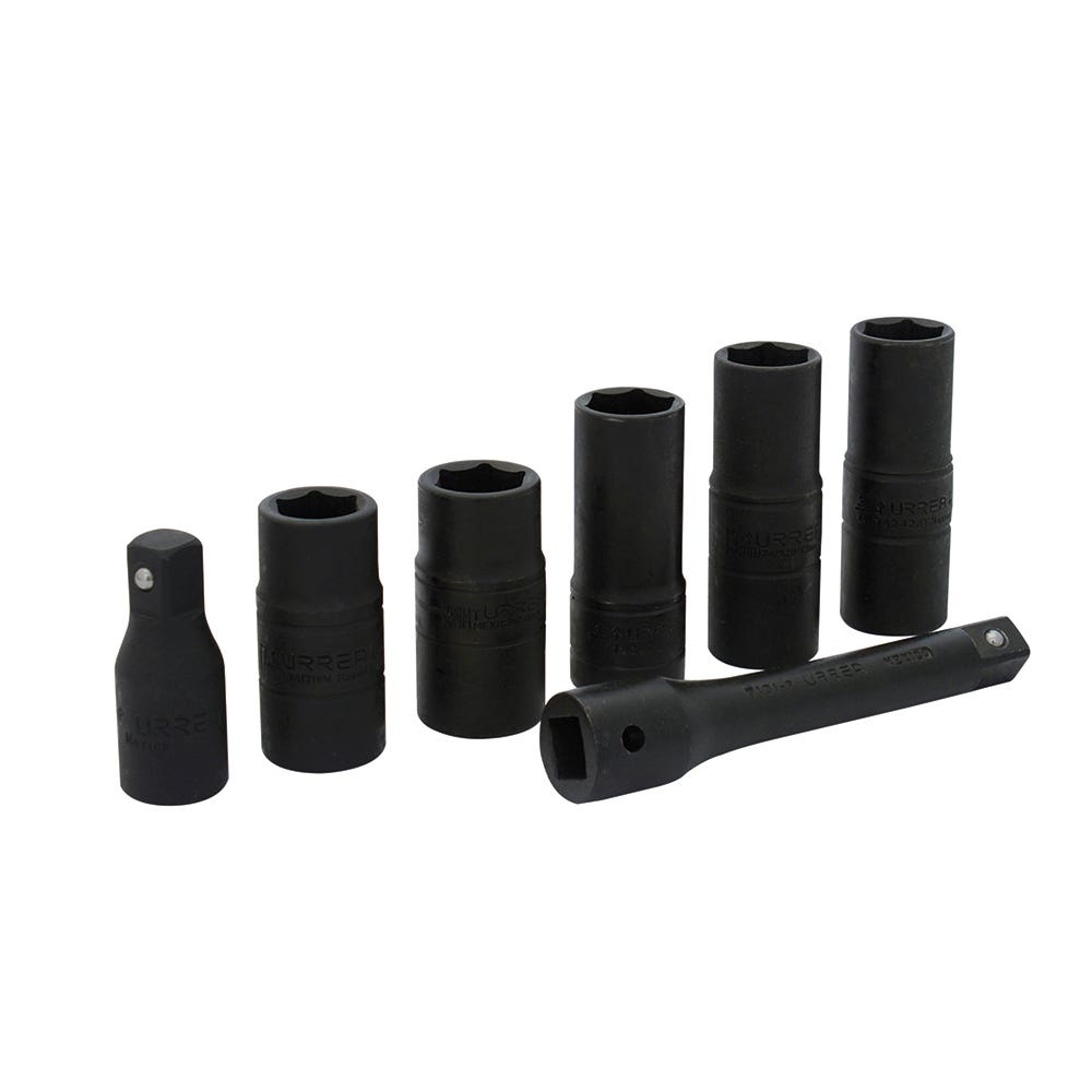 Juego De Dados De Impacto Doble Boca Cuadro De 1/2 Combinados, 6 Puntas, Urrea 7400DE