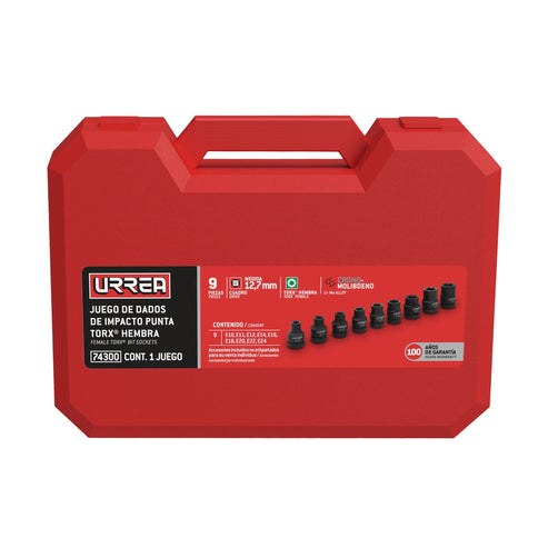 Juego De Dados De Impacto Torx Hembra Cuadro De Urrea 74300