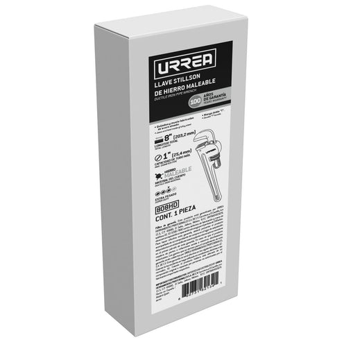 Llave Stillson De Hierro Maleable De 8, Uso Extra Pesado, Urrea 808HD