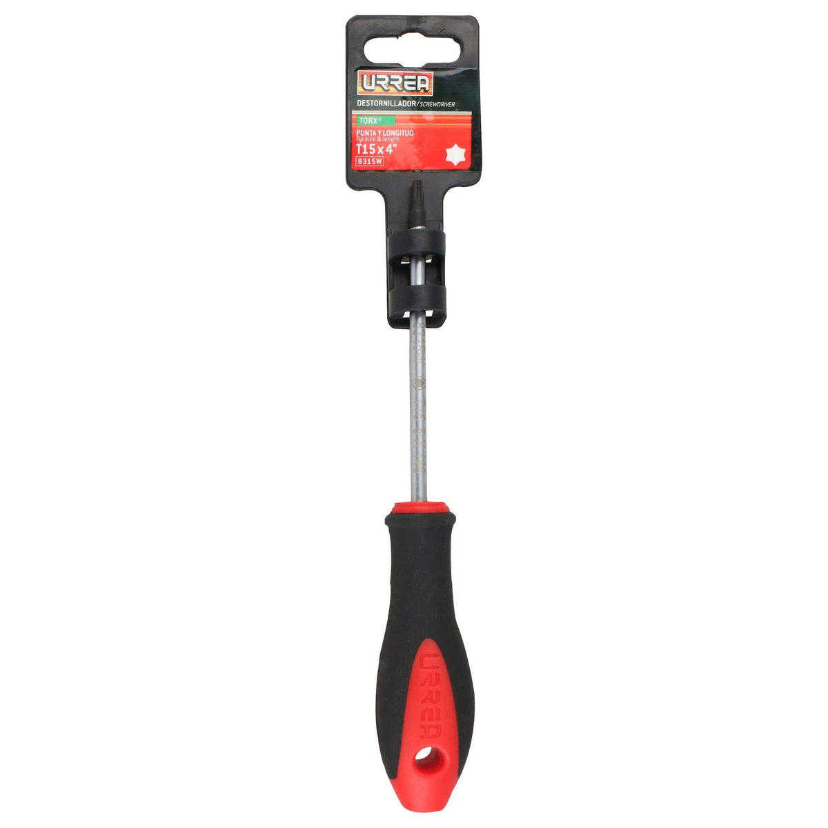 Destornillador Con Mango Bimaterial, Punta Torx Barra Redonda T15 x 4, Urrea 8315W