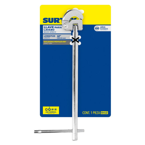 Llave Para Lavabo Cromada De 12, Surtek 8412