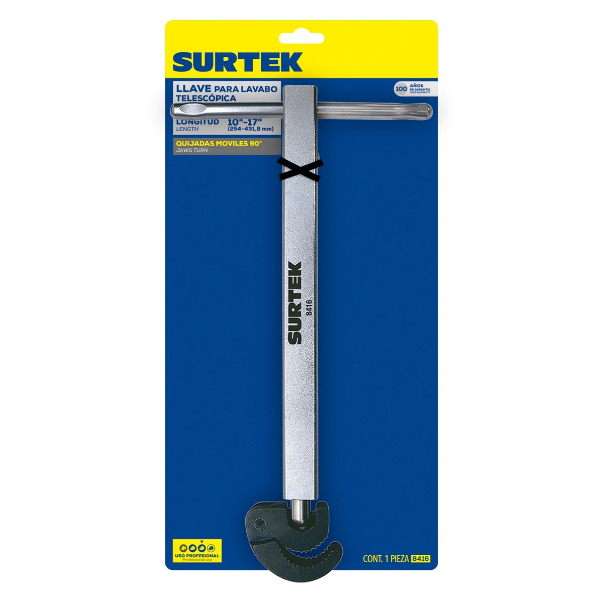 Llave Para Lavabo Telescópica De 10 A 17, Surtek 8416