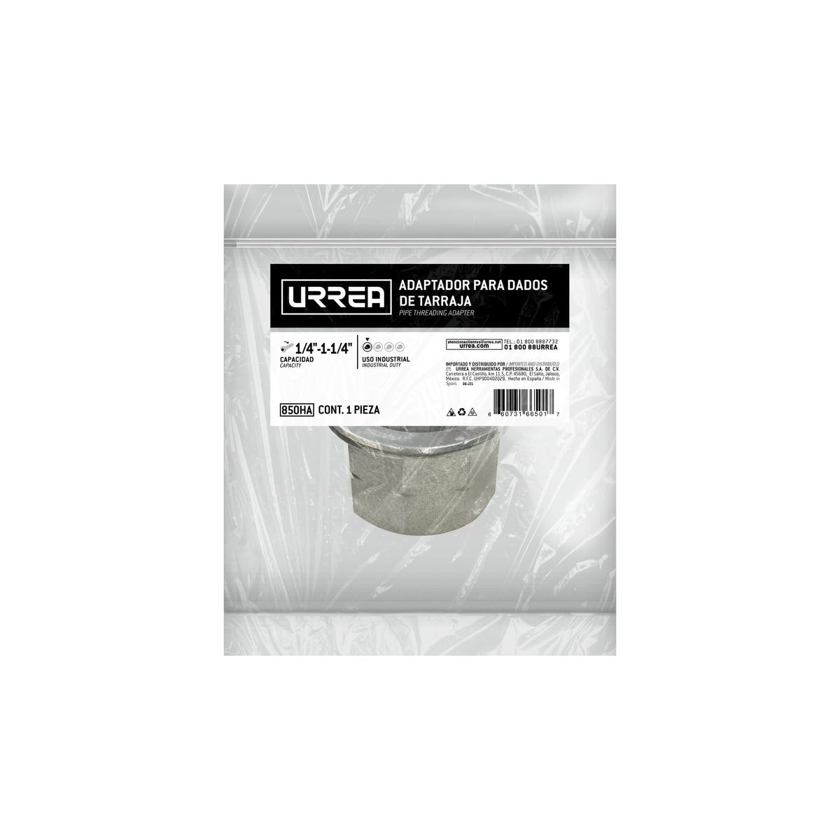 Adaptador Para Dados De Tarraja De 1/4 A 1-1/4, Urrea 850HA