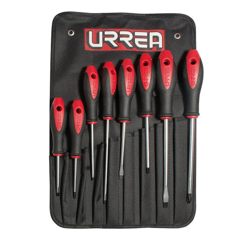 Juego De Destornilladores Con Mango Bimaterial Combinados, 8 Piezas En Estuche, Urrea 8600D