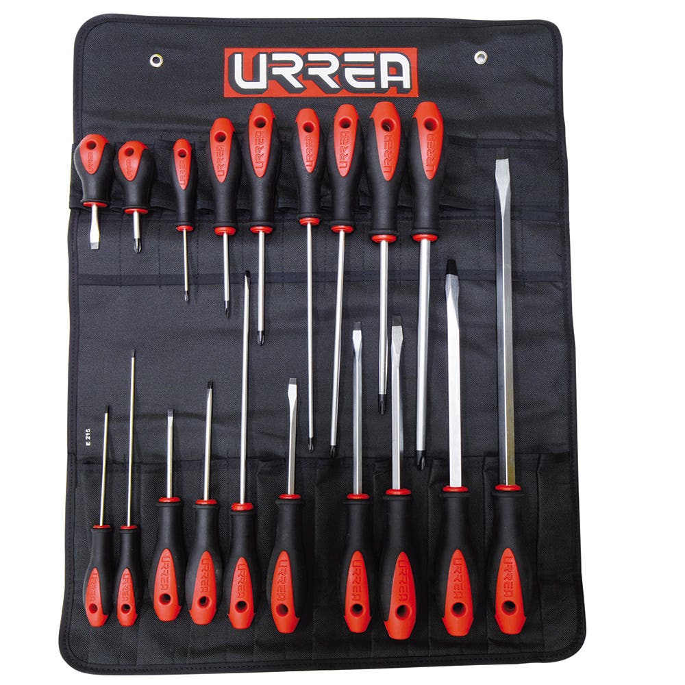 Juego De Destornilladores Con Mango Bimaterial Combinados, 19 Piezas En Estuche, Urrea 8600E