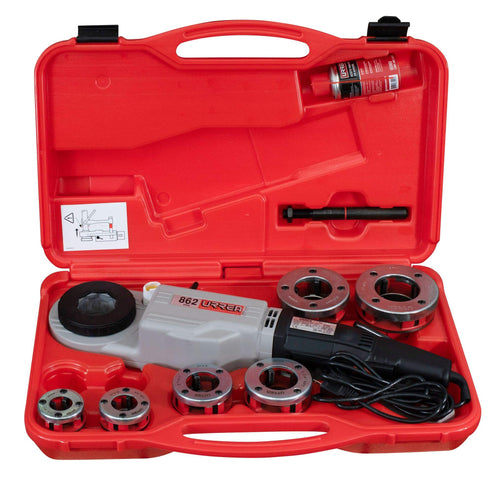 Juego De Tarraja Eléctrica Para Tubo De 1/2-2 NPT, 8 Piezas, Urrea 862