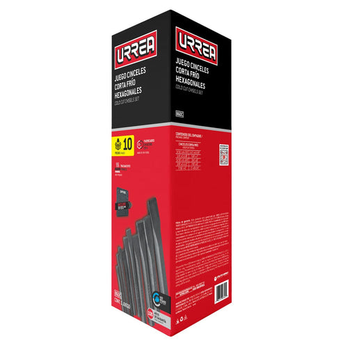 Juego Combinado De Cinceles Corta Frío, 10 Piezas En Caja, Urrea 86DC