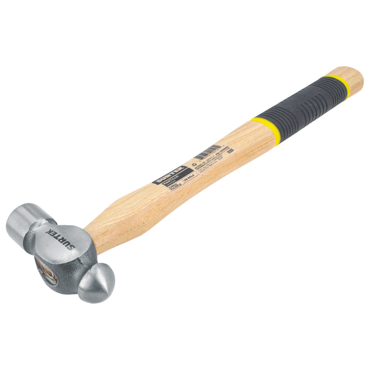 Martillo De Bola Pulido Con Mango De Madera Con Grip De 11, 8 Oz, Surtek 8SG