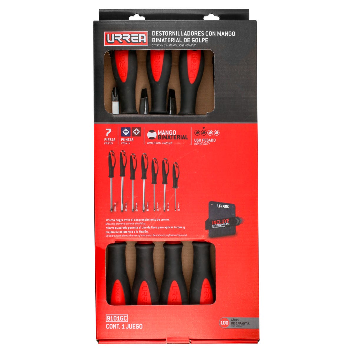 Juego De Destornilladores Con Mango Bimaterial De Golpe, Combinados, Urrea 9101GC