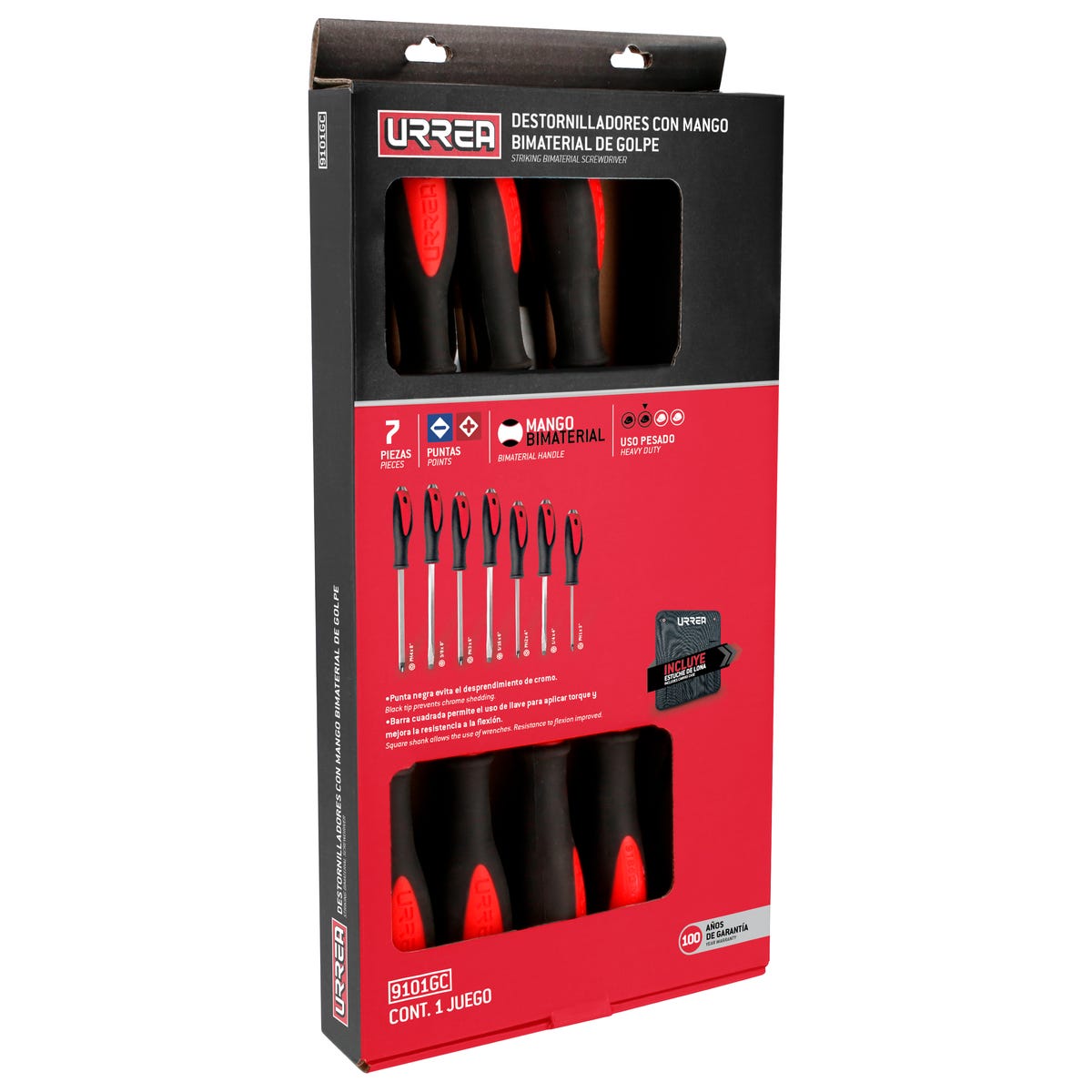 Juego De Destornilladores Con Mango Bimaterial De Golpe, Combinados, Urrea 9101GC