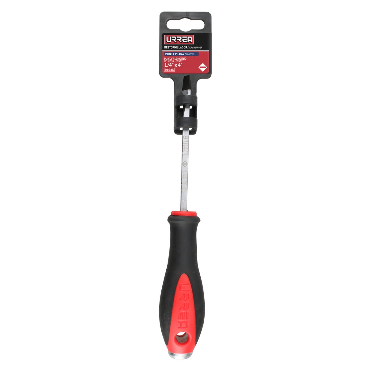 Destornillador Con Mango Bimaterial De Golpe, Punta Plana 1/4 x 4, Urrea 9104G