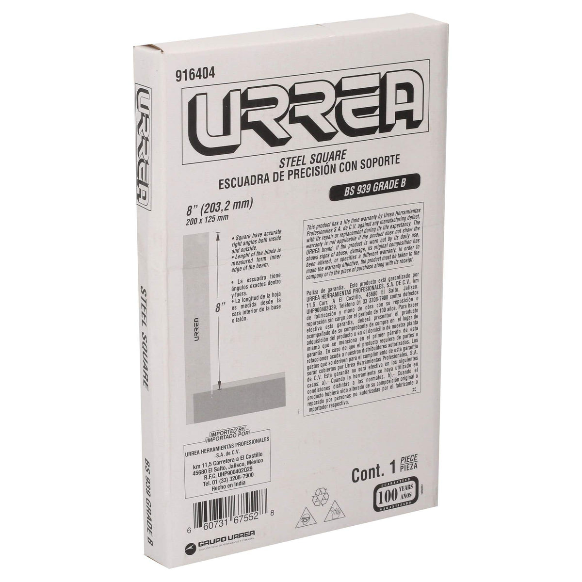 Escuadra De Precisión 8, Urrea 916404