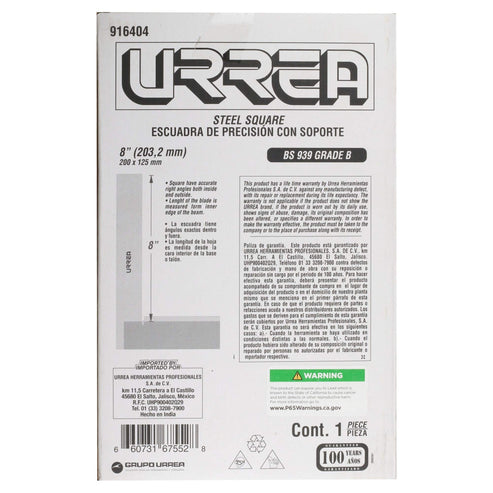 Escuadra De Precisión 8, Urrea 916404