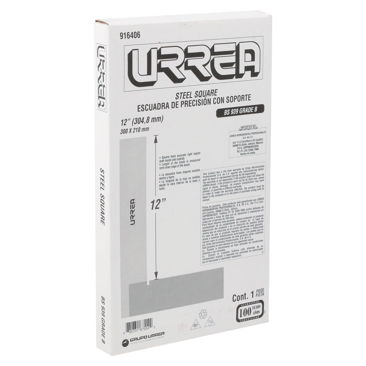 Escuadra De Precisión 12, Urrea 916406