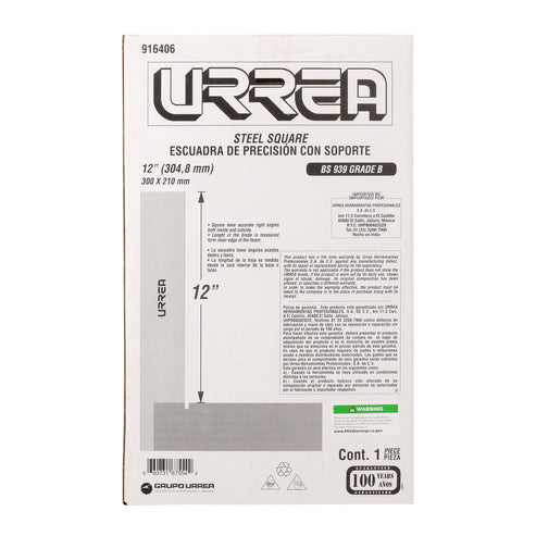 Escuadra De Precisión 12, Urrea 916406