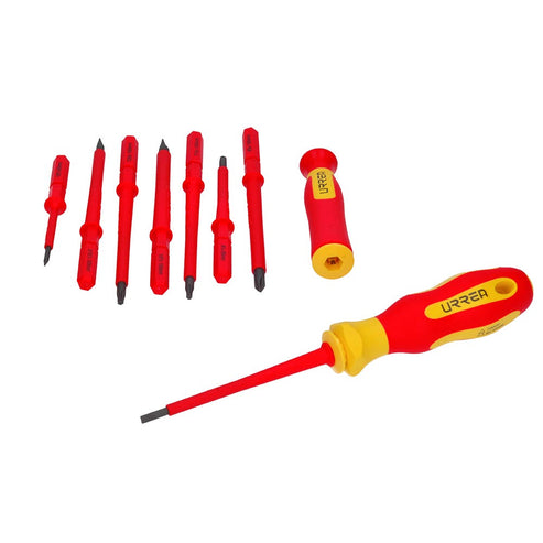 Juego De Destornilladores Con Mango Bimaterial Y Puntas Intercambiables 1000 V, 10 Piezas, Urrea 9300V