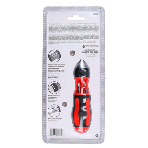 Destornillador Con Mango Bimaterial De Matraca Con Puntas Largas Intercambiables 7 En 1, Urrea 9308L