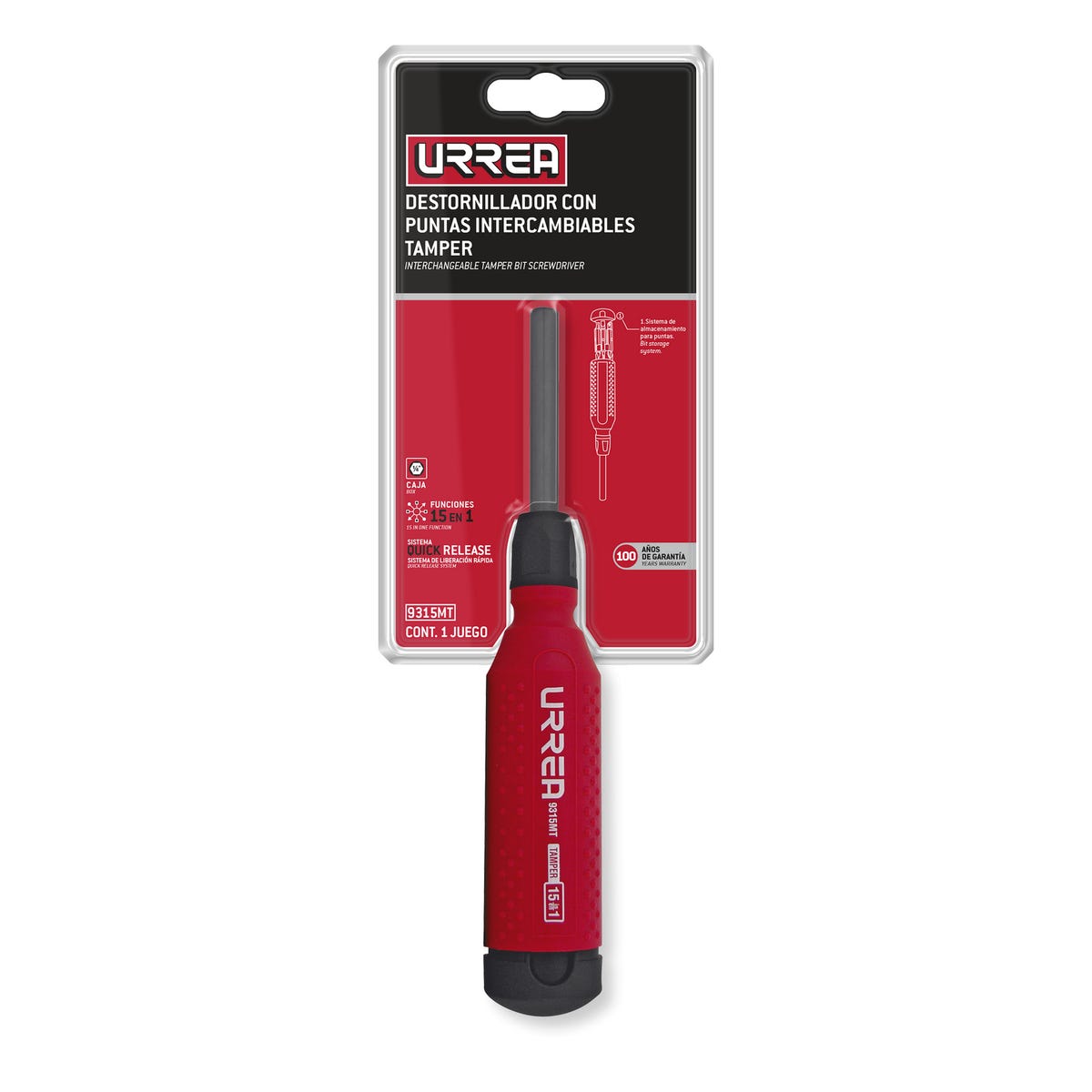 Destornillador Tipo Revólver Con Puntas Spanner Y Tamper 15 En 1, Urrea 9315MT