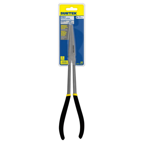 Pinza Extra Larga Para Electricista Con Mango Doble Plastisol Punta Fina De 11, Surtek 931
