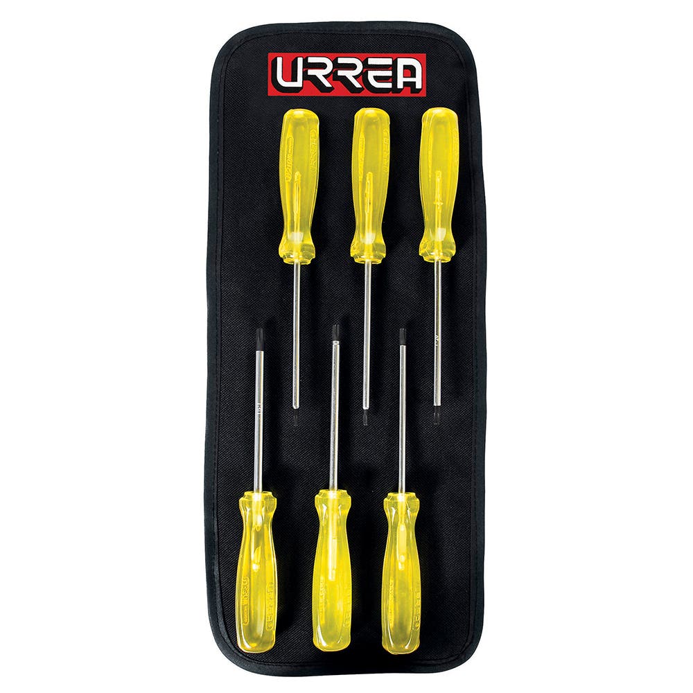 Juego De Destornilladores Con Mango Ámbar Punta Torx, 6 Piezas En Estuche, Urrea 93W