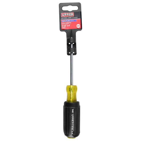Destornillador Con Mango Cushion Grip, Punta Plana Barra Redonda 3/16 x 4, Urrea 9402