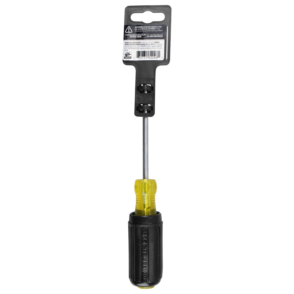 Destornillador Con Mango Cushion Grip, Punta Plana Barra Redonda 3/16 x 4, Urrea 9402