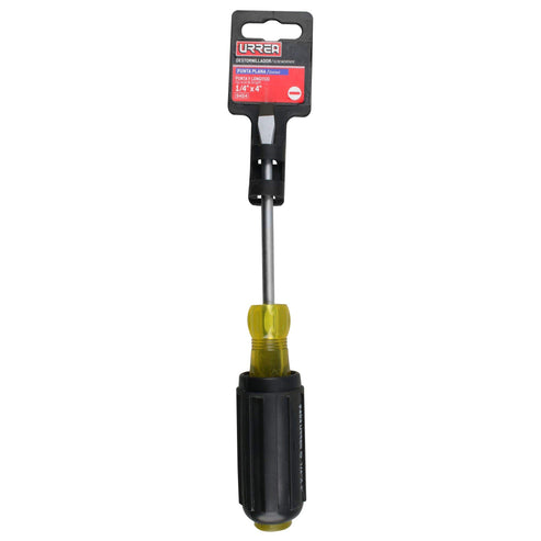 Destornillador Con Mango Cushion Grip, Punta Plana Barra Redonda 1/4 x 4, Urrea 9404