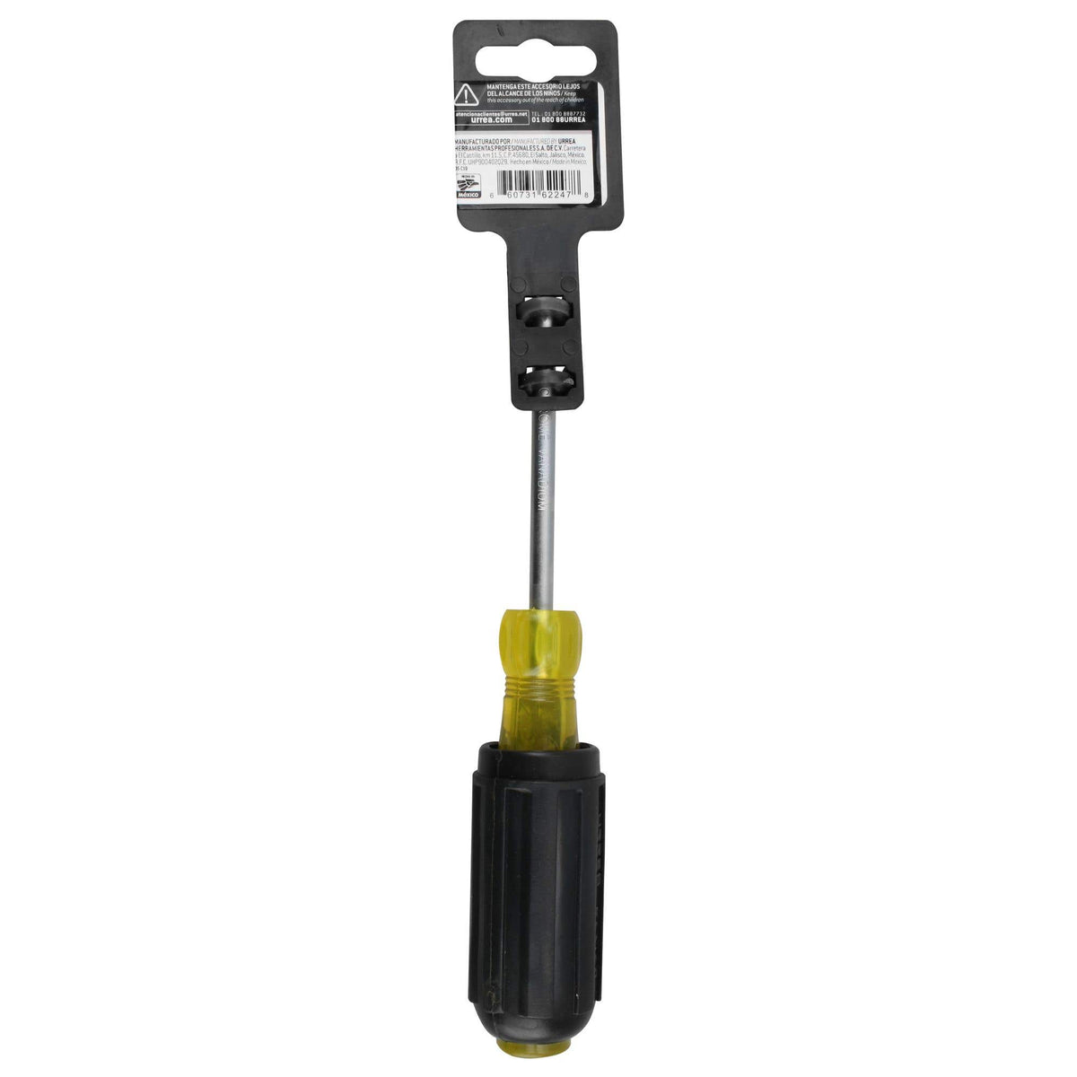 Destornillador Con Mango Cushion Grip, Punta Plana Barra Redonda 1/4 x 4, Urrea 9404