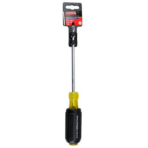 Destornillador Con Mango Cushion Grip, Punta Plana Barra Redonda 1/4 x 6, Urrea 9416