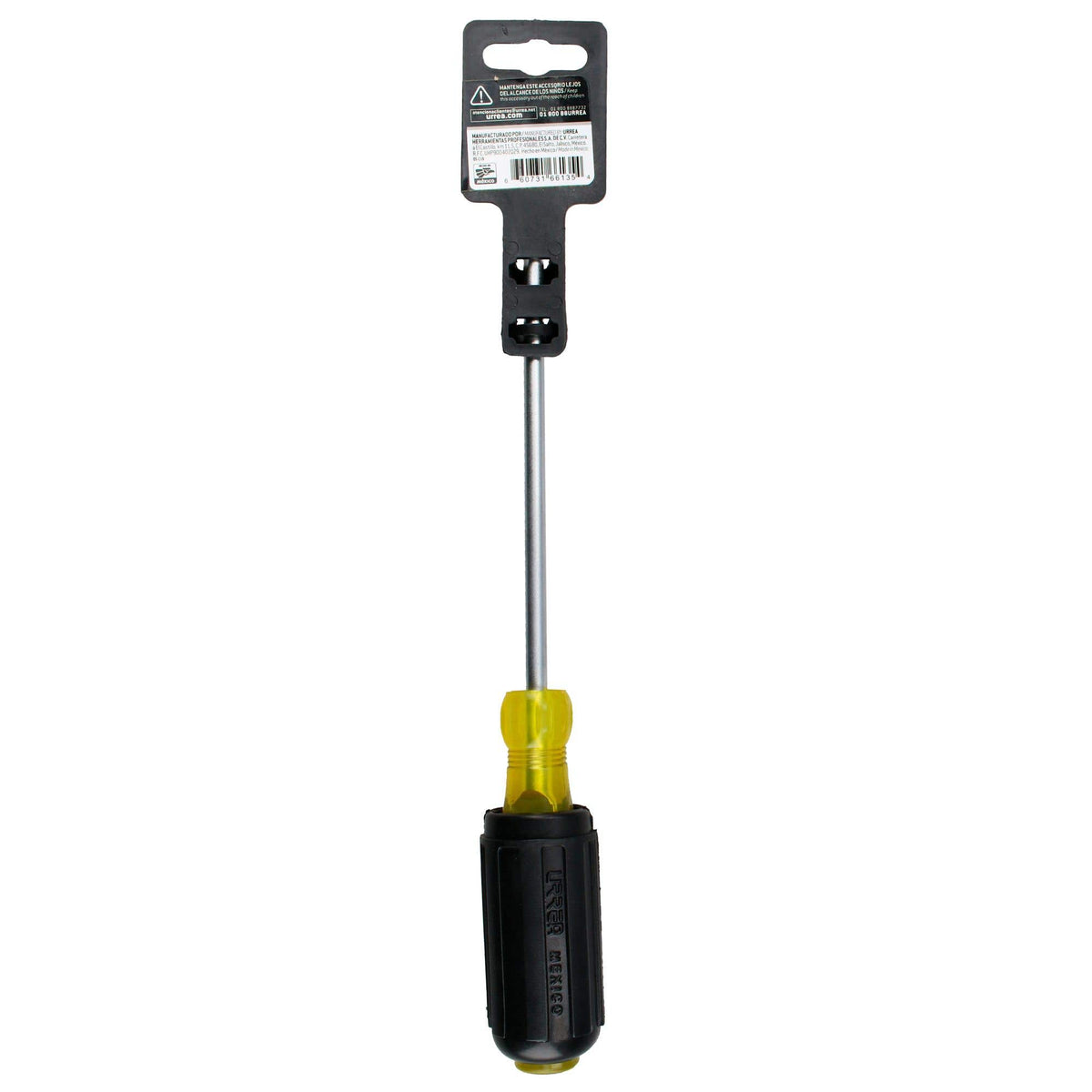 Destornillador Con Mango Cushion Grip, Punta Plana Barra Redonda 1/4 x 6, Urrea 9416