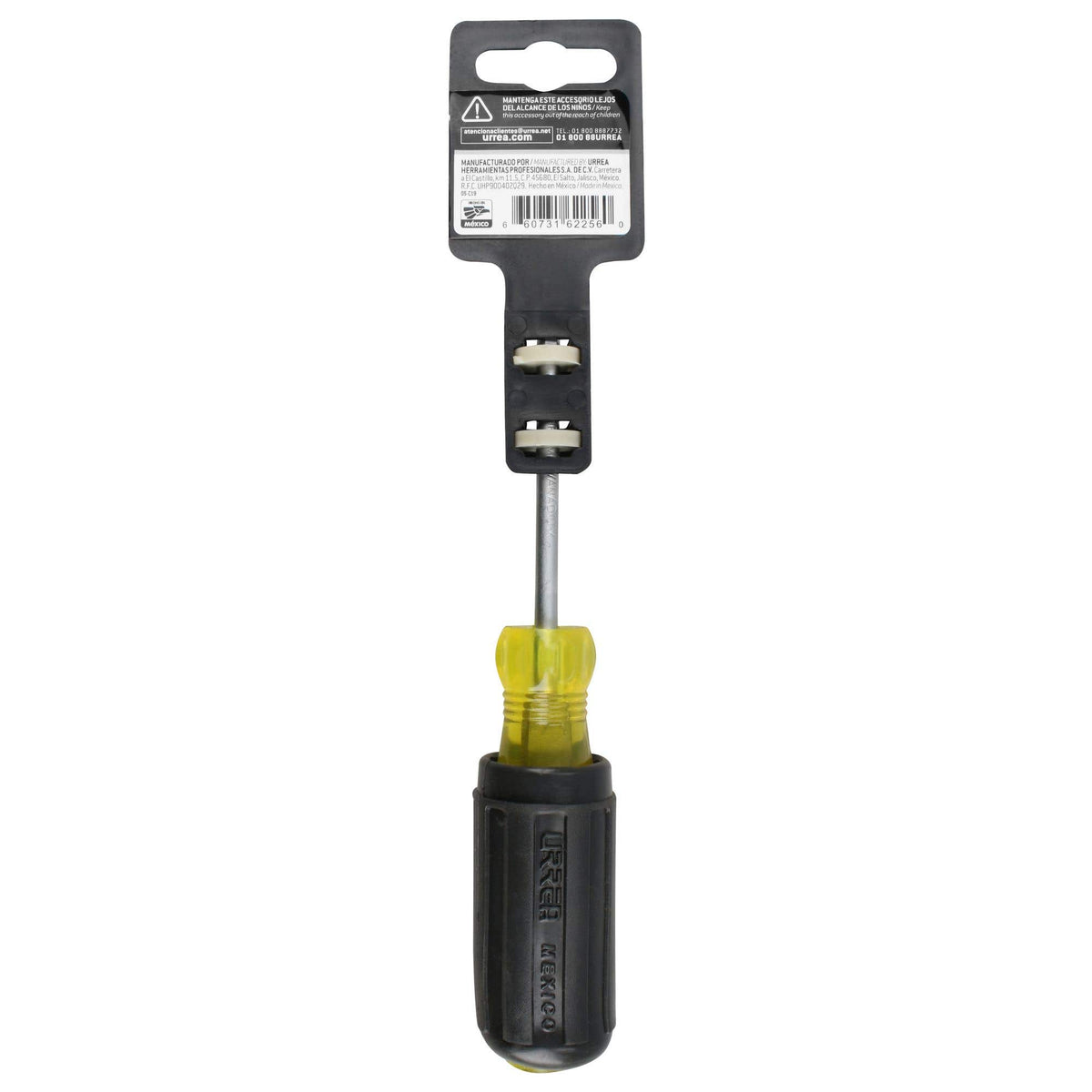 Destornillador Con Mango Cushion Grip, Punta Cabinet Barra Redonda 3/16 x 3, Urrea 9431