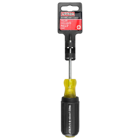Destornillador Con Mango Cushion Grip, Punta Phillips Barra Redonda #1 x 3, Urrea 9482