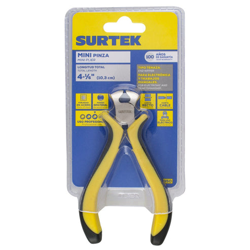 Mini Pinza Para Electrónica Con Mango Bimaterial Corte Transversal De 4-1/16, Surtek 950