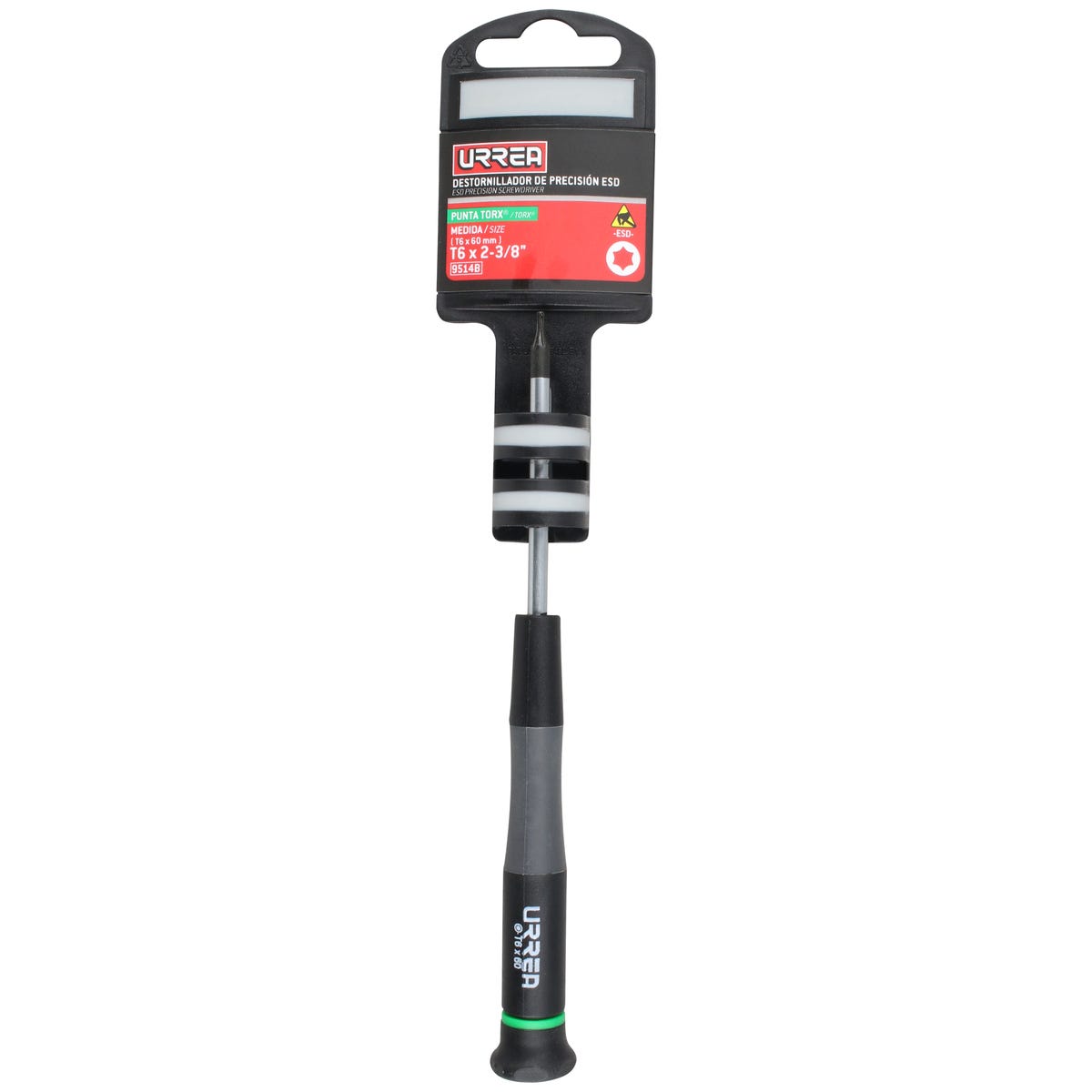 Destornillador De Precisión ESD Anti-estáticos, Punta Torx T6 x 2-3/8, Urrea 9514B