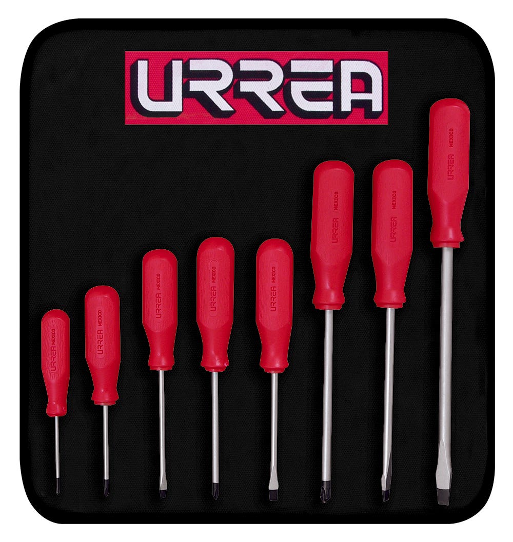 Juego De Destornilladores Con Mango Rojo, Combinados, Urrea 9600DR