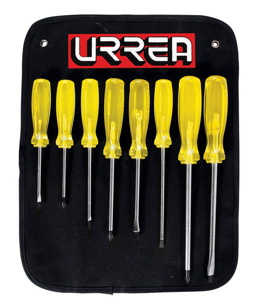 Juego De Destornilladores Mango Ámbar 8 Piezas Urrea 9600D