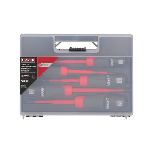 Juego De Destornilladores Barra Slim Con Mango Trimaterial 1000 V, 5 Piezas, Urrea 9700TSA