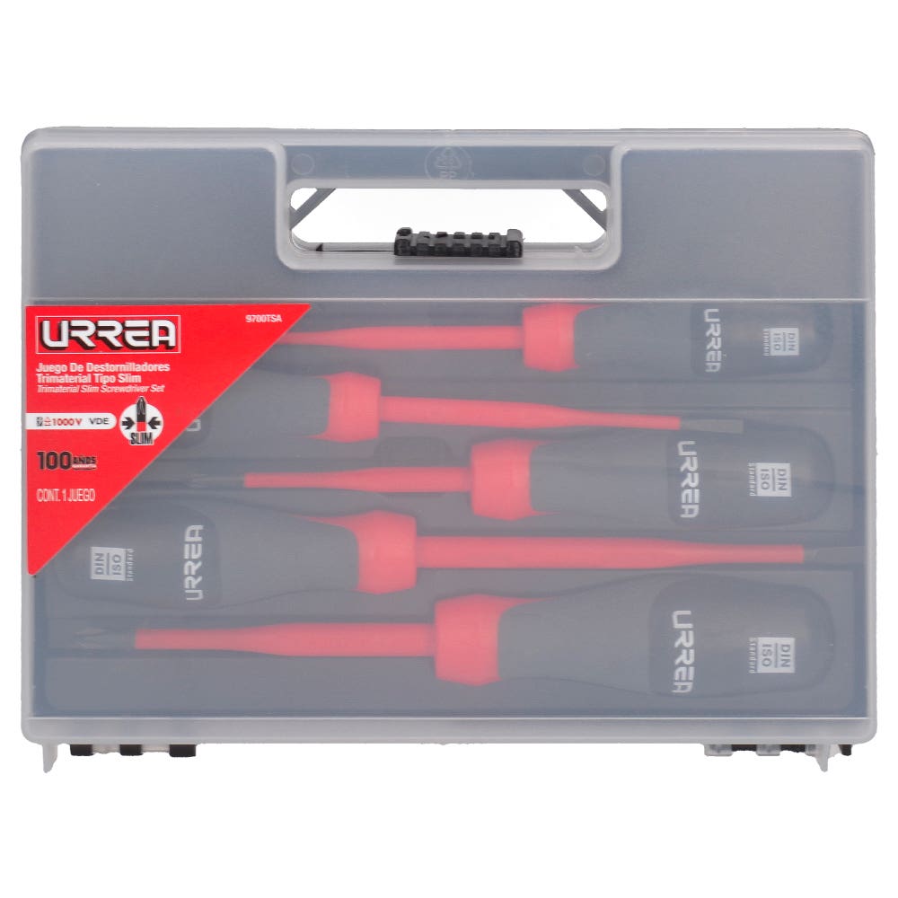 Juego De Destornilladores Barra Slim Con Mango Trimaterial 1000 V, 5 Piezas, Urrea 9700TSA