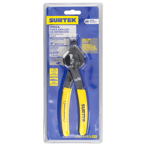 Pinza Para Anillos De Retención Convertibles .072 Ángulo De 45°, Surtek 975