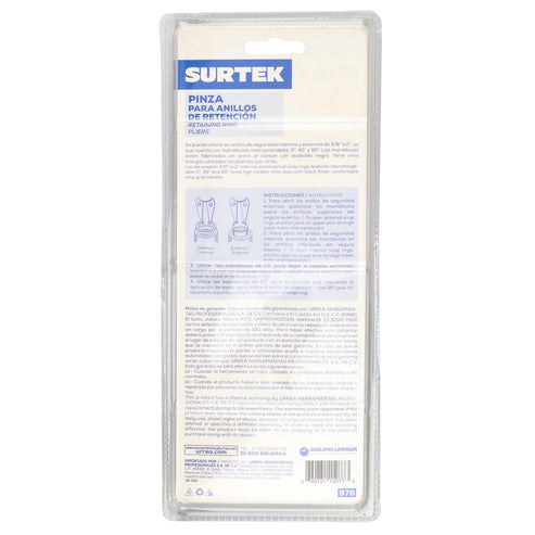 Pinza Para Anillos De Retención Convertibles .072 Ángulo De 90°, Surtek 976
